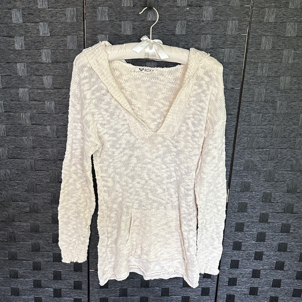 ROXY Cream Knit Women's Hoodie - Size L